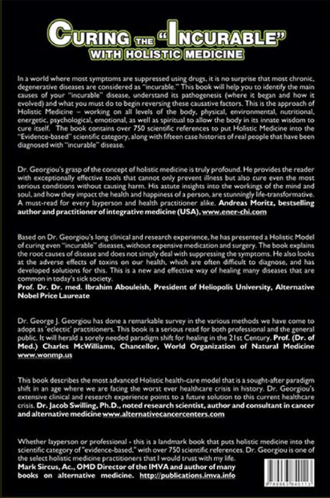 Back cover of Curing the Incurable with Holistic Medicine