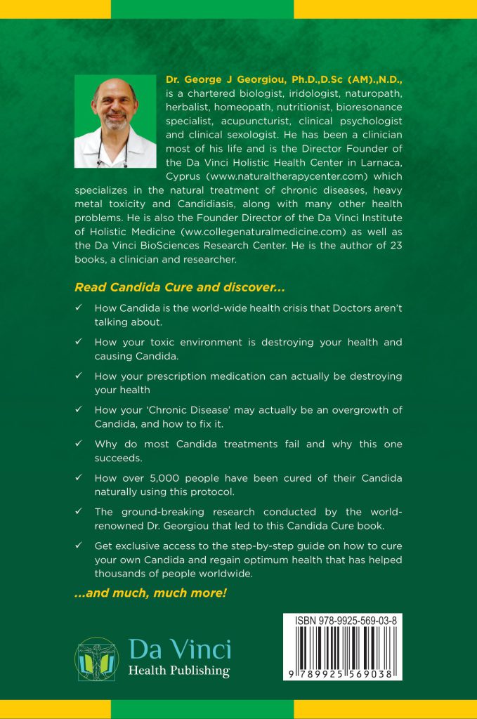 Back cover of Candida Cure: Healing Naturally in 90 Days. 5,000 Successful Cases!