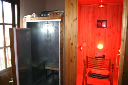 The orgone accumulator beside the infrared sauna