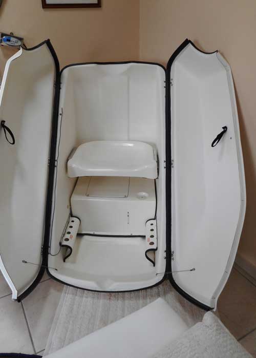 The ozone sauna cabinet, open