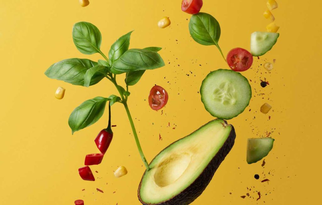 Fresh vegetables and avocado