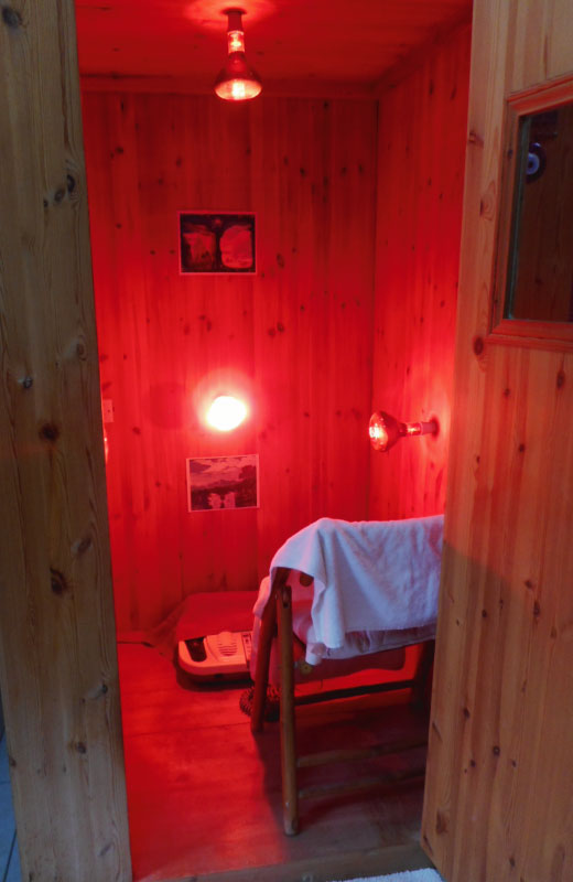 Inside the infrared sauna