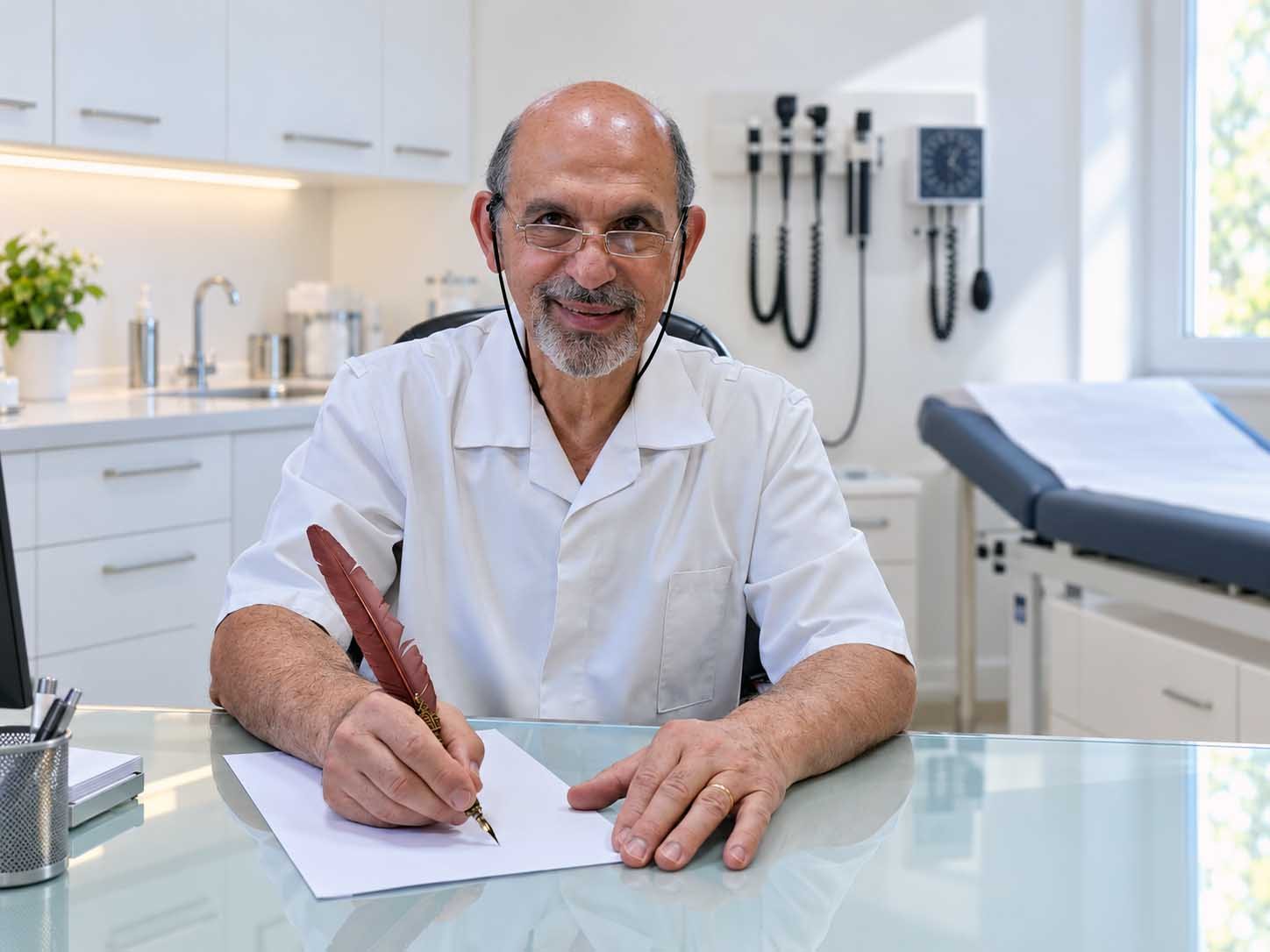 Dr. George taking a patient’s health history