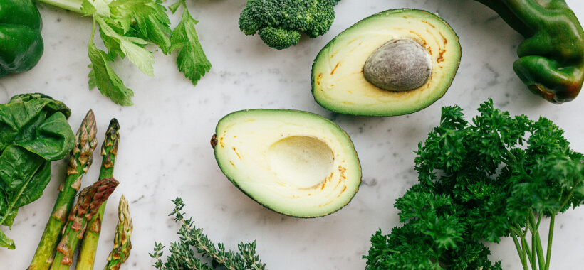 Avocado, asparagus and greens